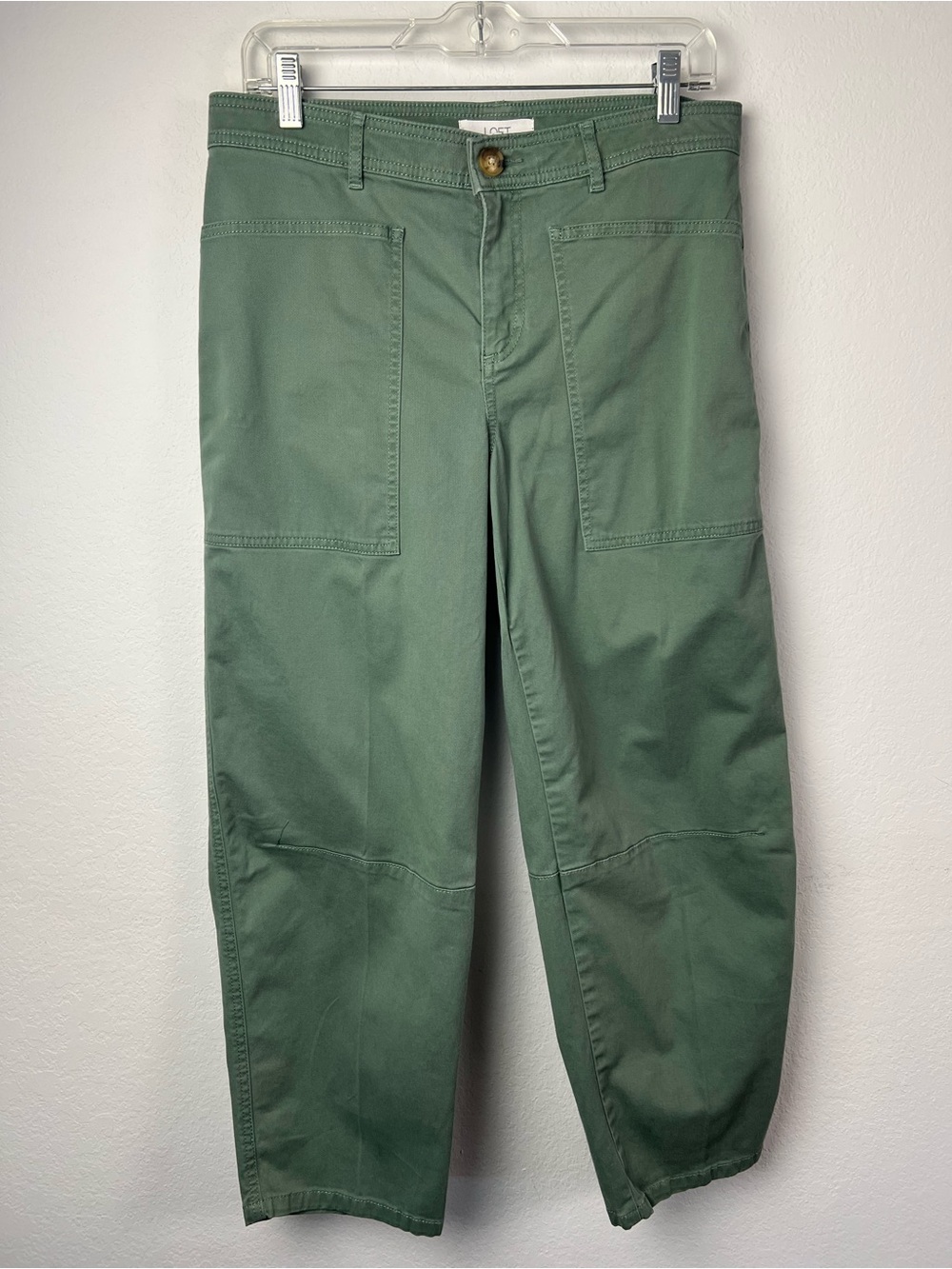 Loft Olive Green Cotton Spandex Barrel Ankle Pants